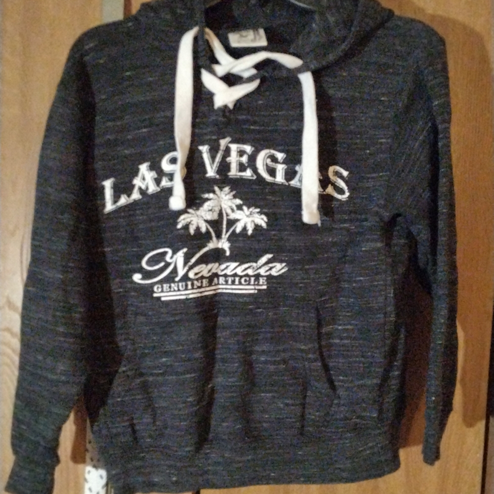 ESY Surf Co. Las Vegas Nevada Pullover Hoodie Dark Gray White Women Size S